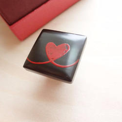 漆ちょこブローチ(ハート)ⅰ 2枚目の画像