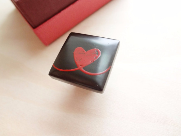 漆ちょこブローチ(ハート)ⅰ 2枚目の画像