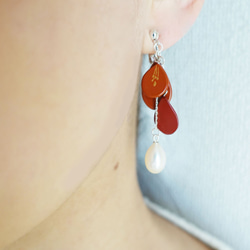 【受注制作】はなゆら 漆イヤリング 3枚目の画像