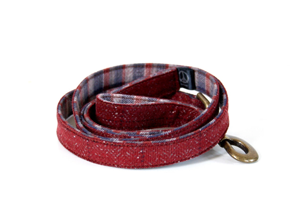 Tweed x Check Reversible Small Dog Lead Engine AG 第1張的照片