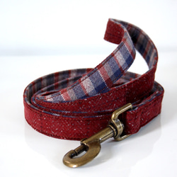 Tweed x Check Reversible Small Dog Lead Engine AG 第2張的照片