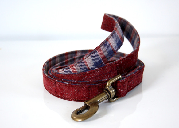 Tweed x Check Reversible Small Dog Lead Engine AG 第2張的照片