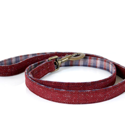 Tweed x Check Reversible Small Dog Lead Engine AG 第3張的照片