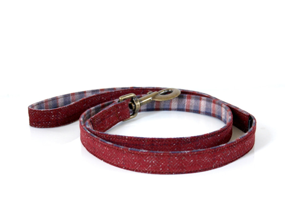 Tweed x Check Reversible Small Dog Lead Engine AG 第3張的照片