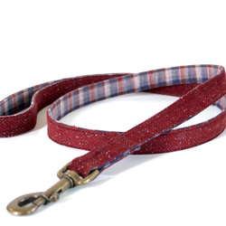 Tweed x Check Reversible Small Dog Lead Engine AG 第4張的照片