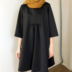SOIRÉE DRESS  前衛立體感編織棉黑色洋裝 第3張的照片
