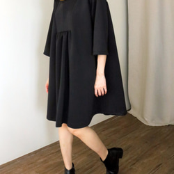 SOIRÉE DRESS  前衛立體感編織棉黑色洋裝 第8張的照片