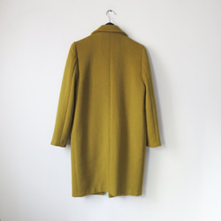 WILMA COAT   芥橄欖綠高領敞開式手工羊毛大衣 第3張的照片