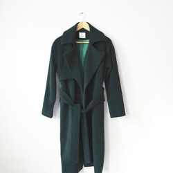 LOLA TRENCH COAT   黑/森林綠腰帶式羊毛大衣(5%喀什米爾羊毛/另有其他顏色選擇) 第1張的照片