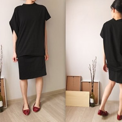 YOHJI DRESS  和服比例袖棉質黑色洋裝 第4張的照片