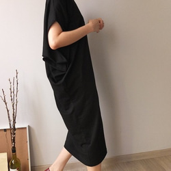 YOHJI DRESS  和服比例袖棉質黑色洋裝 第5張的照片