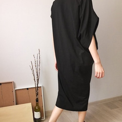 YOHJI DRESS  和服比例袖棉質黑色洋裝 第6張的照片