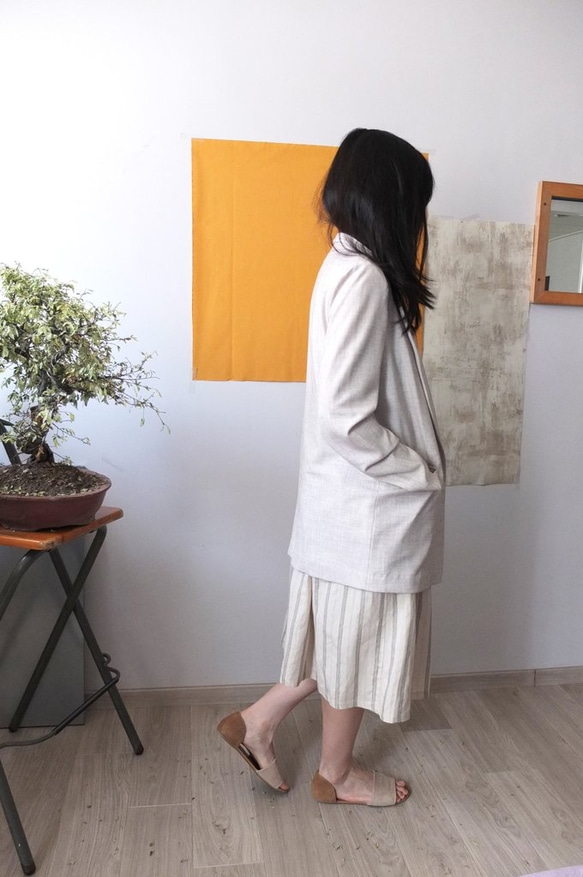 ALOI BLAZER 淺米天絲麻薄涼型西裝外套 第2張的照片