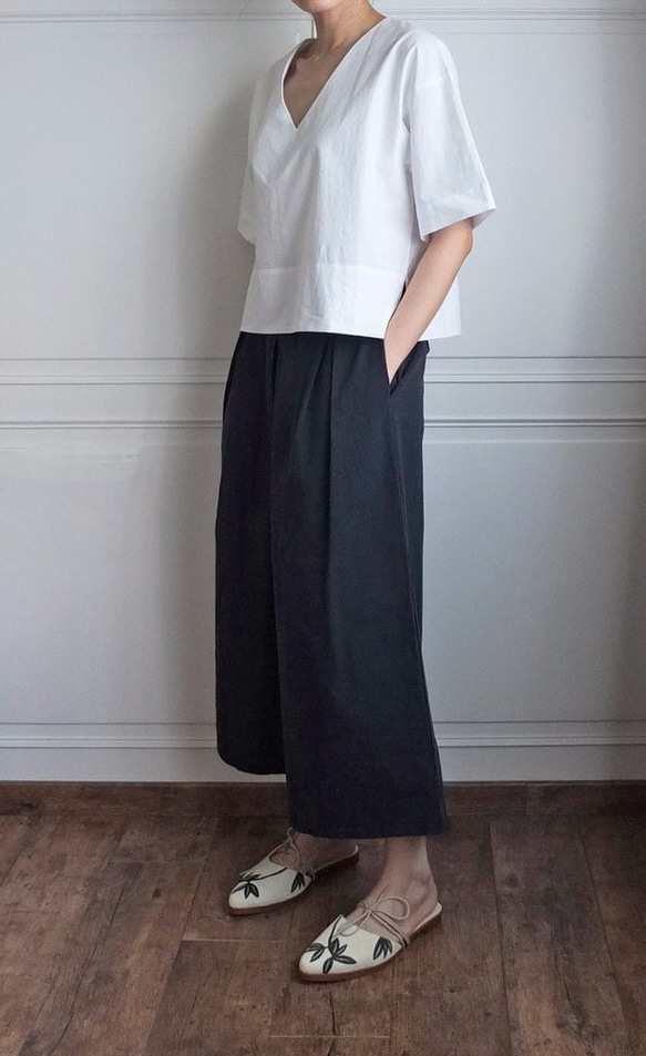 IMCHO CULOTTES (NAVY) 海軍藍鬆緊寬褲 第2張的照片