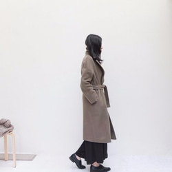 MACCHIATO OVERCOAT {HANDMADE} 雙層美麗諾羊毛褐灰色綁帶大衣（100%手工） 第6張的照片