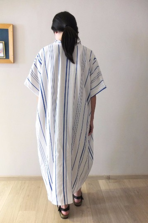 TANZANIA DRESS  夏日亞麻地中海條紋洋裝(Etsy電子報推薦商品) 第3張的照片