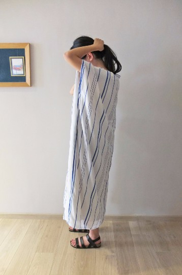 TANZANIA DRESS  夏日亞麻地中海條紋洋裝(Etsy電子報推薦商品) 第4張的照片
