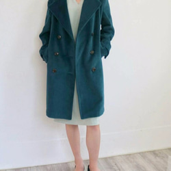 EMERALD COAT   翡翠藍綠喀什米爾羊毛大衣 第3張的照片