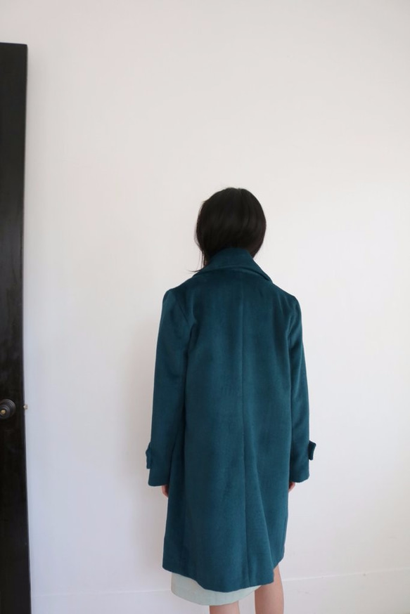 EMERALD COAT   翡翠藍綠喀什米爾羊毛大衣 第7張的照片