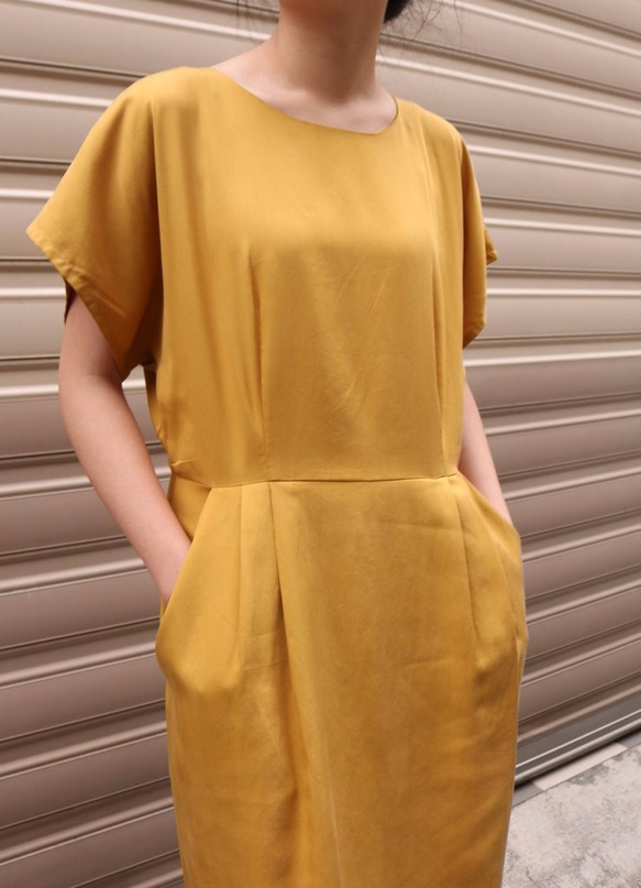 夏日芥黃圓領洋裝 JAURES DRESS 第3張的照片