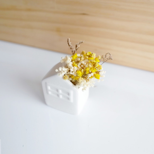 【Q-cute】乾燥花小盆花系列-幸福小白屋 第4張的照片