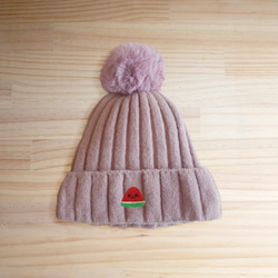 【Q-cute】毛帽系列-西瓜球球帽 第4張的照片