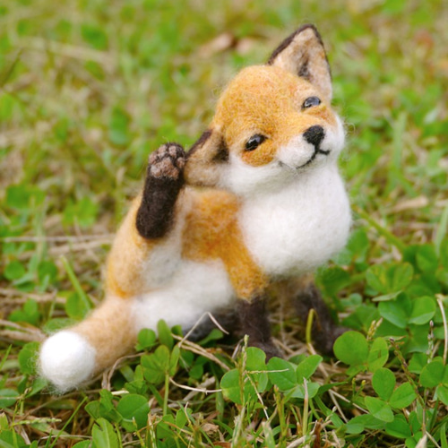 北欧/オスロ購入】羊毛フェルト キツネの人形 ウール100%