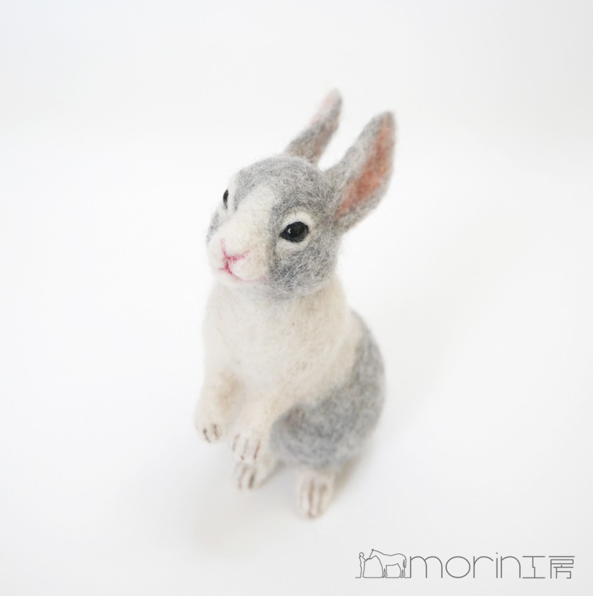 羊毛フェルト ウサギ（グレー）A 羊毛フェルト morin工房 HIROKO 通販