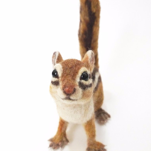 羊毛フェルト シマリス(四つ足ポーズ) 羊毛フェルト morin工房