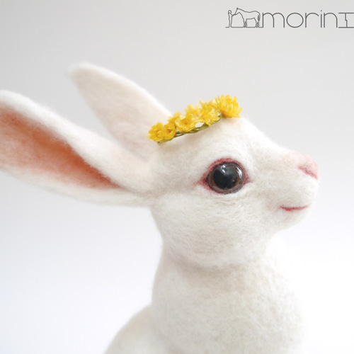 羊毛フェルト 白ウサギ 羊毛フェルト morin工房 HIROKO 通販 4394158  
