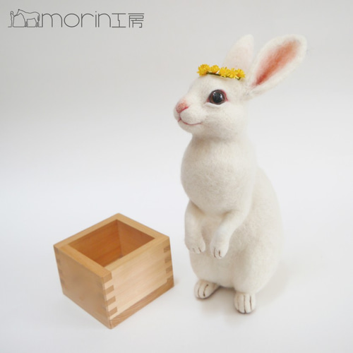 羊毛フェルト 白ウサギ 羊毛フェルト morin工房 HIROKO 通販 4394158  