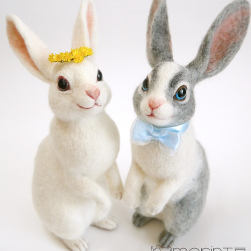 羊毛フェルト 白ウサギ 羊毛フェルト morin工房 HIROKO 通販 4394158  