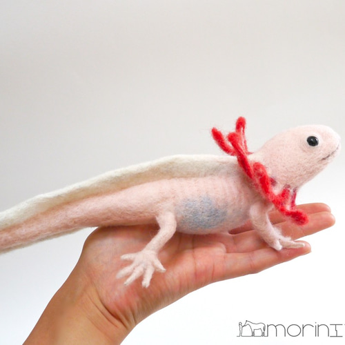 【ウーパールーパー】【no.7】羊毛フェルトキャラクター人形 ウーパールーパー 3種 ゆかいな動物シリーズ 羊毛フェルト