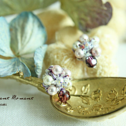 Violet編織 水晶珍珠耳環 第3張的照片