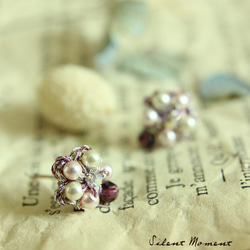 Violet編織 水晶珍珠耳環 第4張的照片