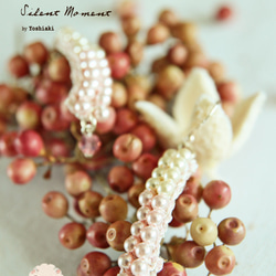 「20」懐かしの真珠のイヤリングは、ゴールデン/ピンク/ピーチを編みかぎ針編み 3枚目の画像