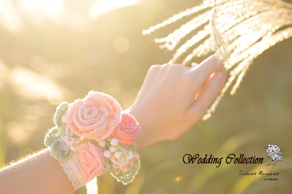 新娘手花 鉤針編織 粉紅玫瑰花束 天然麻線 限量製作 第1張的照片
