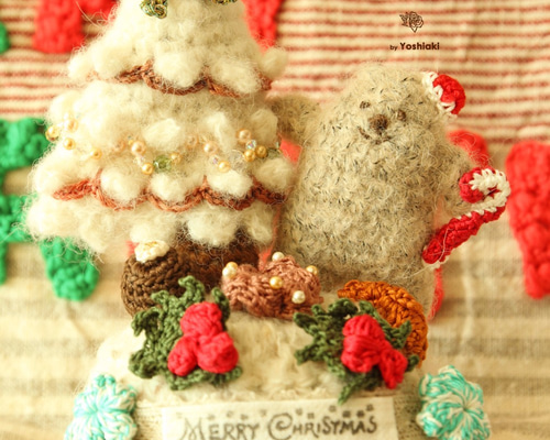 ベアキャンディクリスタルクリスマスツリーの飾りのかぎ針編みの針