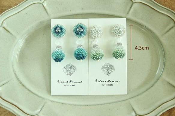波波垂墜耳環 2 Way 勾針編織 日本玻璃珠 vintage style---淡綠色 Creema獨家首賣 第5張的照片