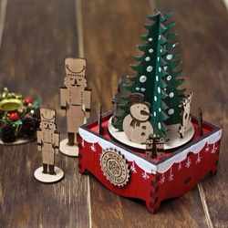 Hello Kitty　木製クリスマスツリー 回転オルゴール　曲名:きよしこの夜 Hello Kitty 木製クリスマスツリー 回転オルゴール 曲名:きよしこの夜