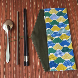 adoubao-筷套 餐具包-藍綠黃&富士山 第2張的照片