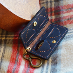 手縫い ヌメ革 シザーケース (手染めブルー) 6丁差し 革ベルト付き SCL