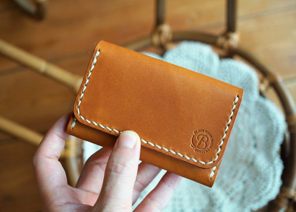 本革 名刺入れ（キャメル×ベージュ）