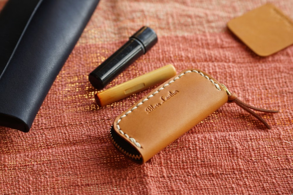 展示品！ハンドメイド♪ ヌメ革のシンプルなターコイズ刻印リング 9号 