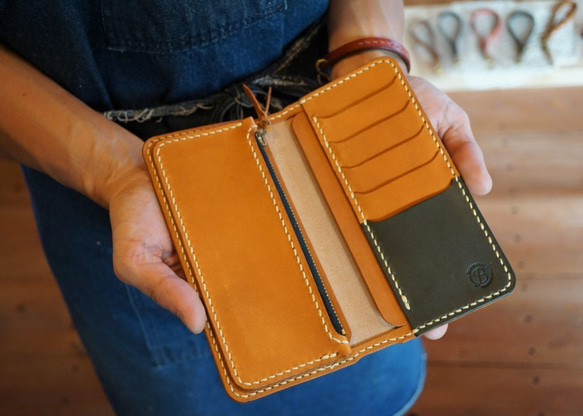 ＜受注製作＞本革 ロングウォレット（キャメル） 