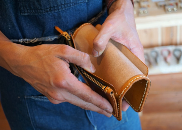 ＜受注製作＞本革 ロングウォレット（キャメル） 