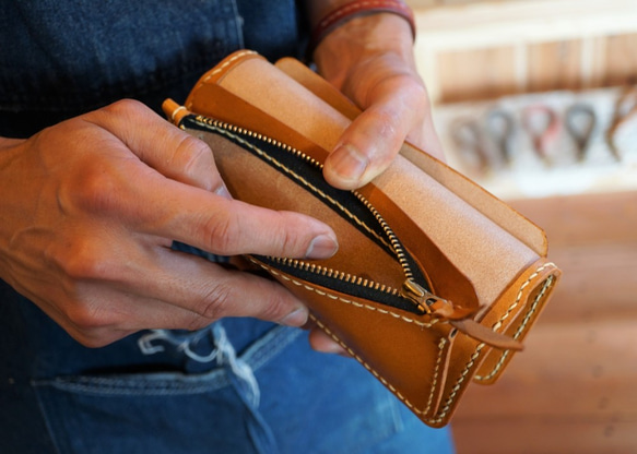 ＜受注製作＞本革 ロングウォレット（キャメル） 