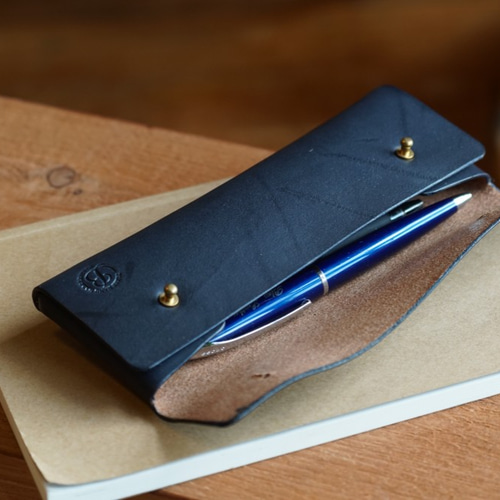 本革 ペンケース/シンプル（ネイビー） ペンケース BLESS 通販 4983598