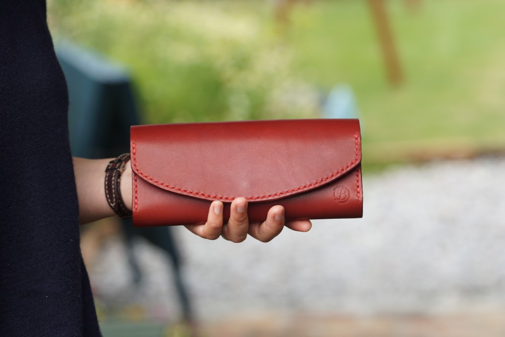 ＜受注製作＞本革 長財布（ワイン×レッド） 37,950円