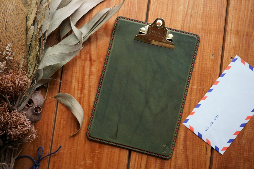 本革 クリップボード（A5サイズ）グリーン